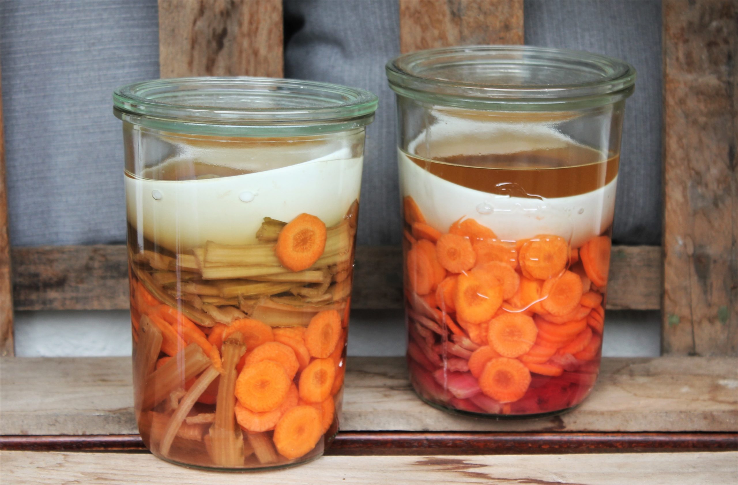 fermentiertes Gemüse mit Mangoldstielen und Möhren